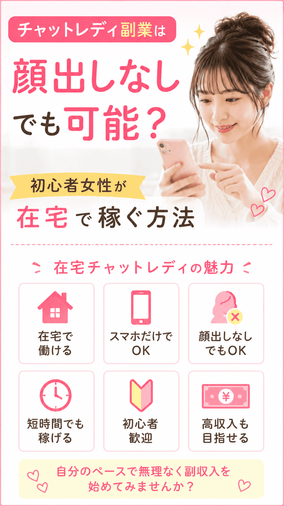 チャットレディ副業は顔出しなしでも可能?初心者女性が在宅で稼ぐ方法